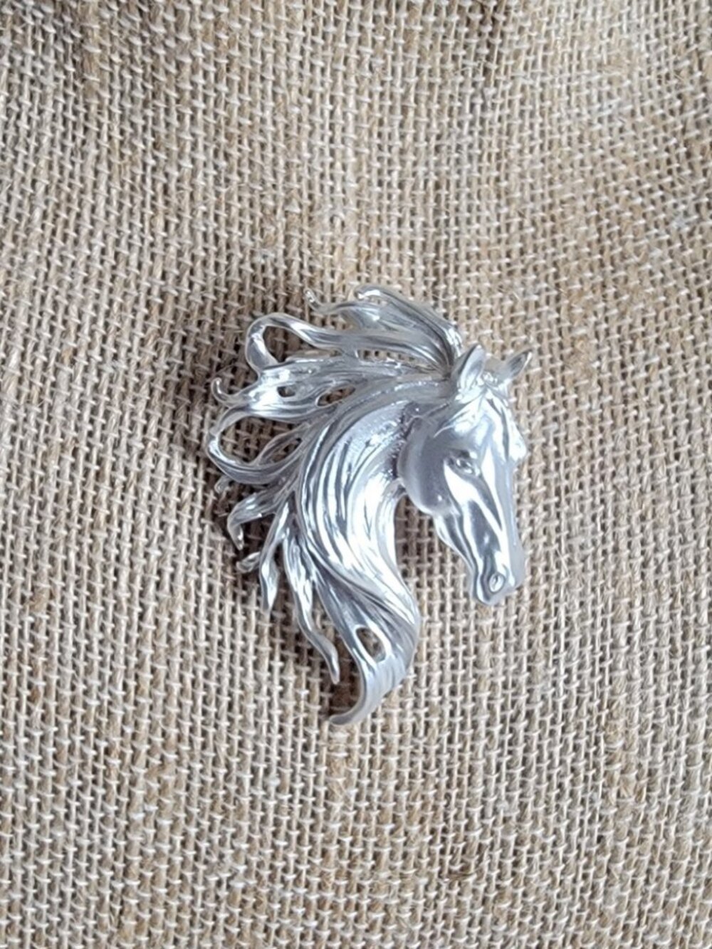 Silver Tone Horse Brooch